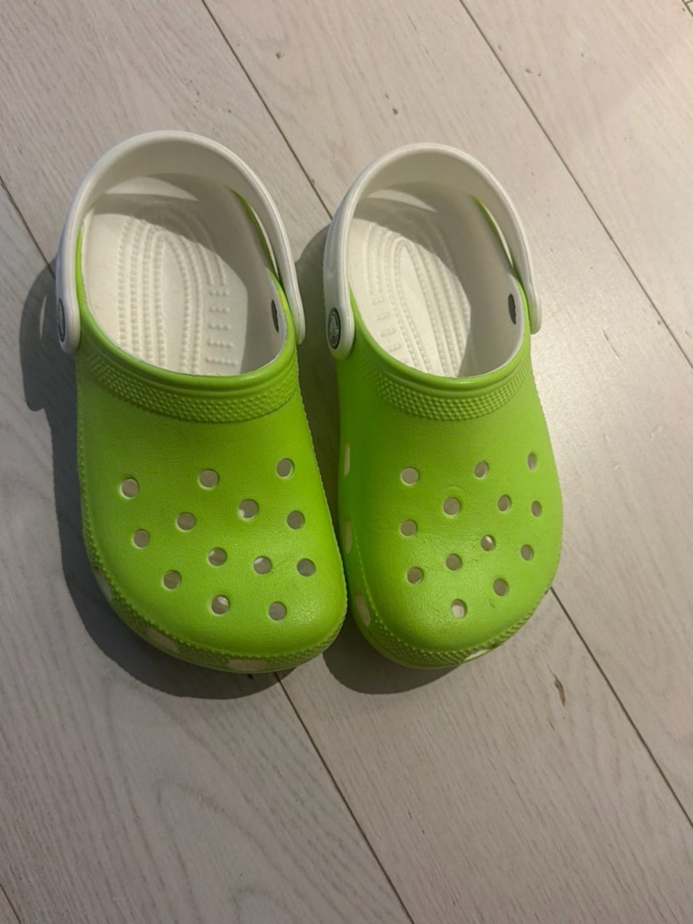 CROCS Kids Clog in Neon Lime and White